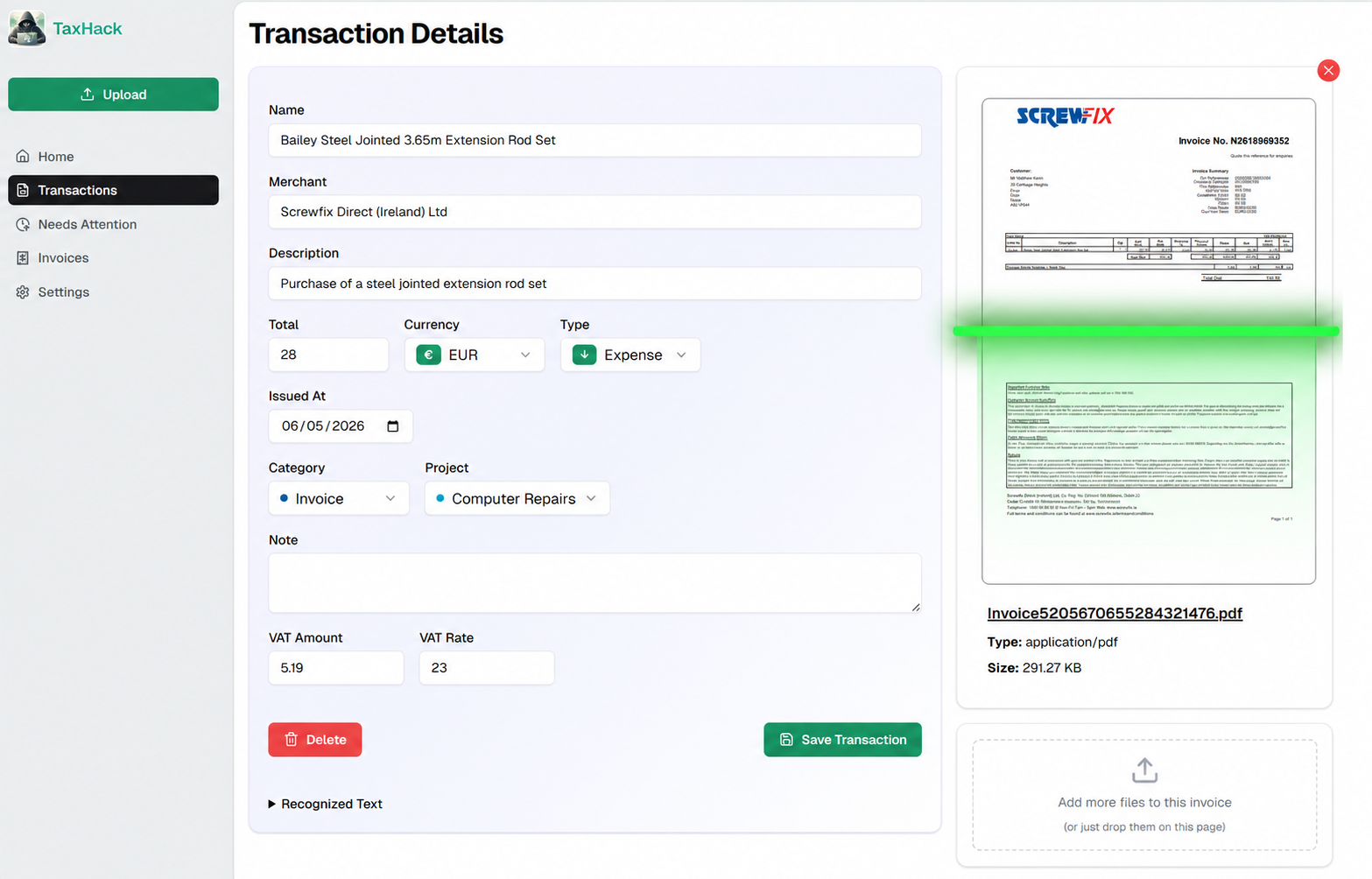 AI receipt scanner