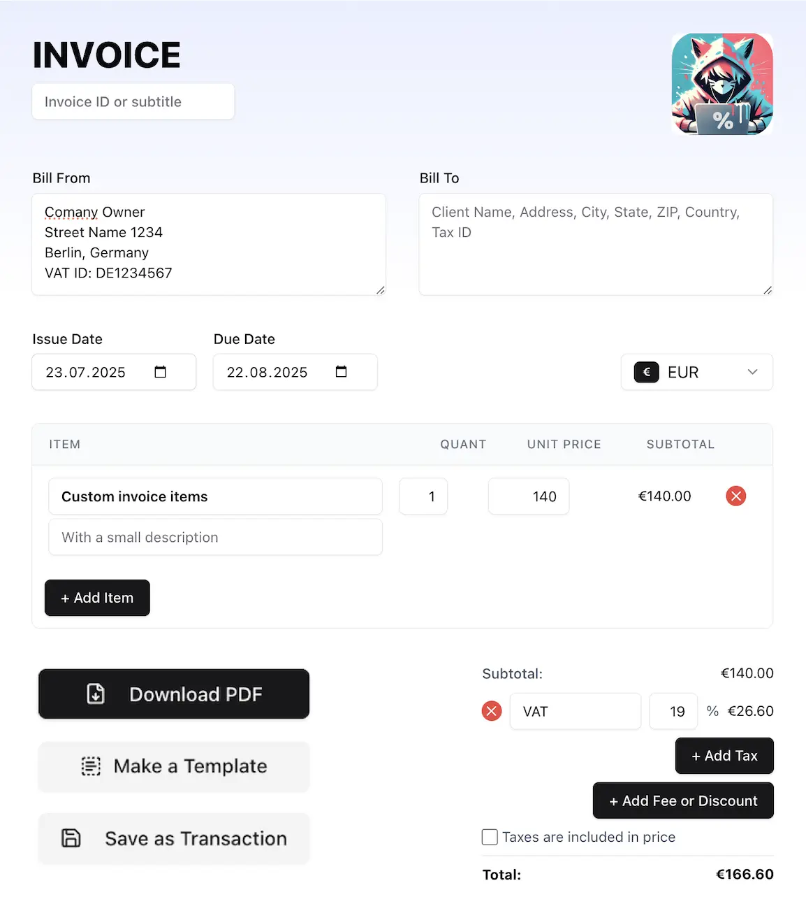 Invoice generator